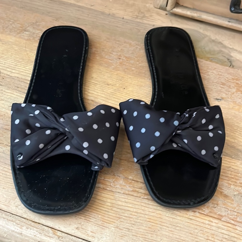 Kate Spade “Bikini” Sandals Slides Polka Dot Bow Neoprene Size 8 - Picture 2 of 10